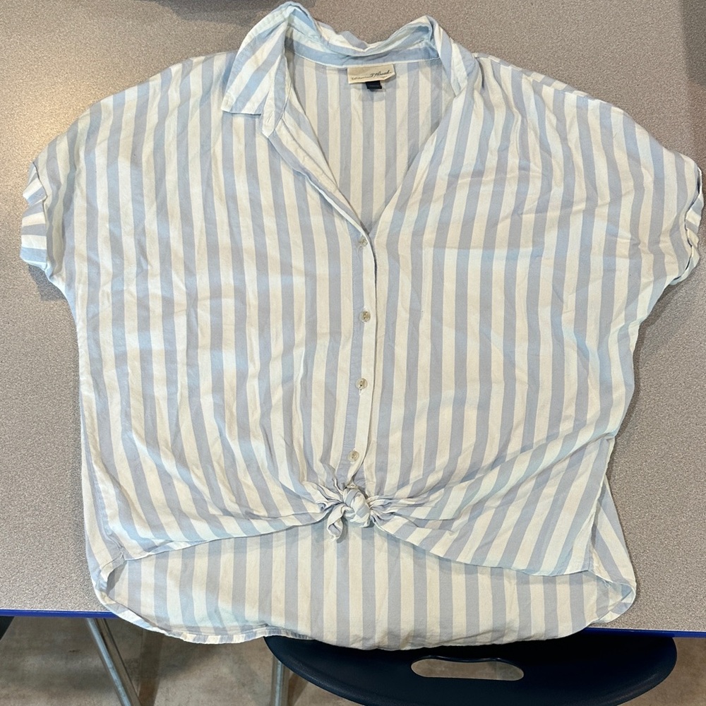 Target Light Blue and White Striped Button Down Shirt
